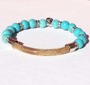 Drake White – “Riff” guitar string -turquoise bead Bracelet £95